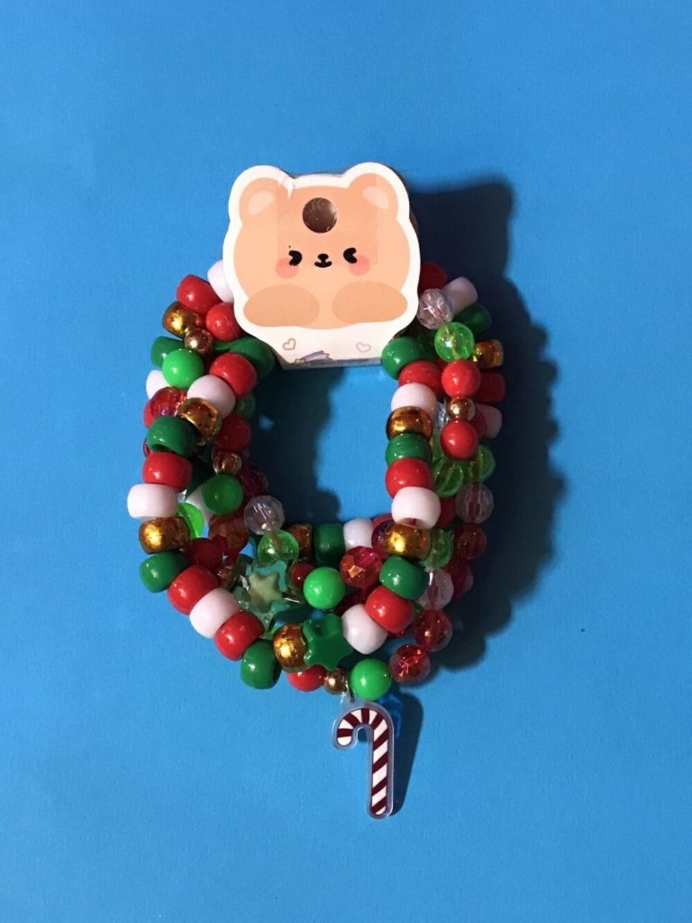 Christmas Sparkle - Set of 5 Handmade Beaded Bracelets - Stackable Jewelry